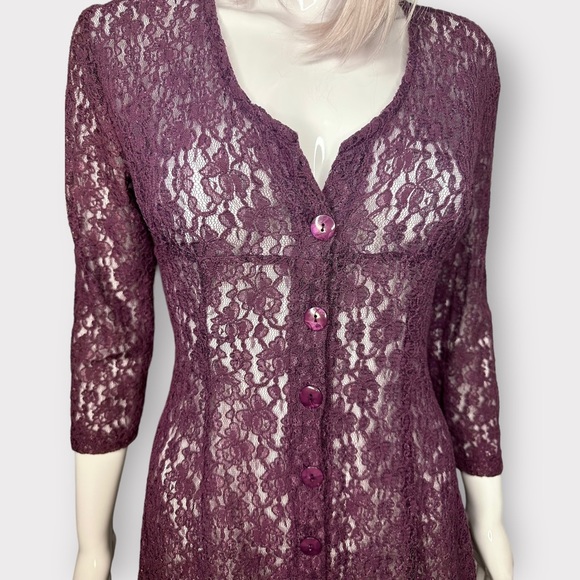 Vintage 1990’s My Michelle Purple Lace Sheer Maxi Dress - Picture 6 of 10